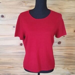 Hampshire Studio Ladies Red Short Sleeved Sweater Petite Large